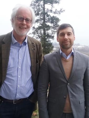 Erich Marks (l.) gewann für das Gutachten des 23. Deutschen Präventionstags  den Soziologen Prof. Dr. Dirk Baier (r.). Bild: DPT.